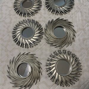 Silver Sunburst Wall Mirrors Set